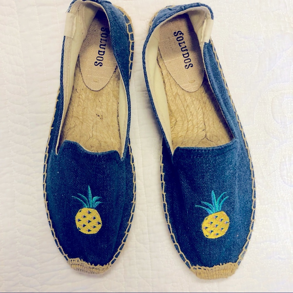 Soludos Denim Pineapple shoes Sz 8